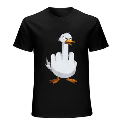 Inkmay Casual  Cotton T-shirt Angry Duck Showing Middle Finger Gesture Unisex T-shirtTimeless TimelessComfort T-Shirt
