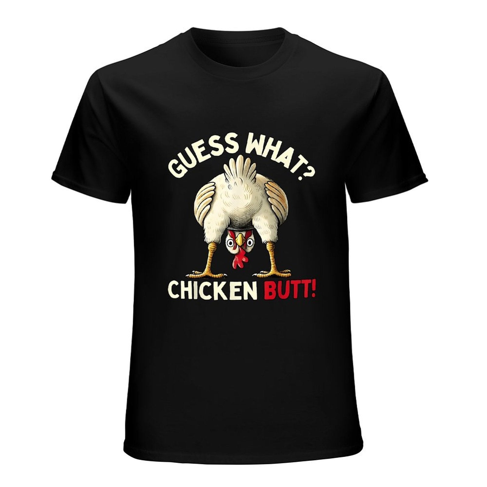 Inkmay Casual  Cotton T-shirt Chicken Butt Cartoon Print Design Art Unisex T-shirtActiveLine StreetLine T-Shirt