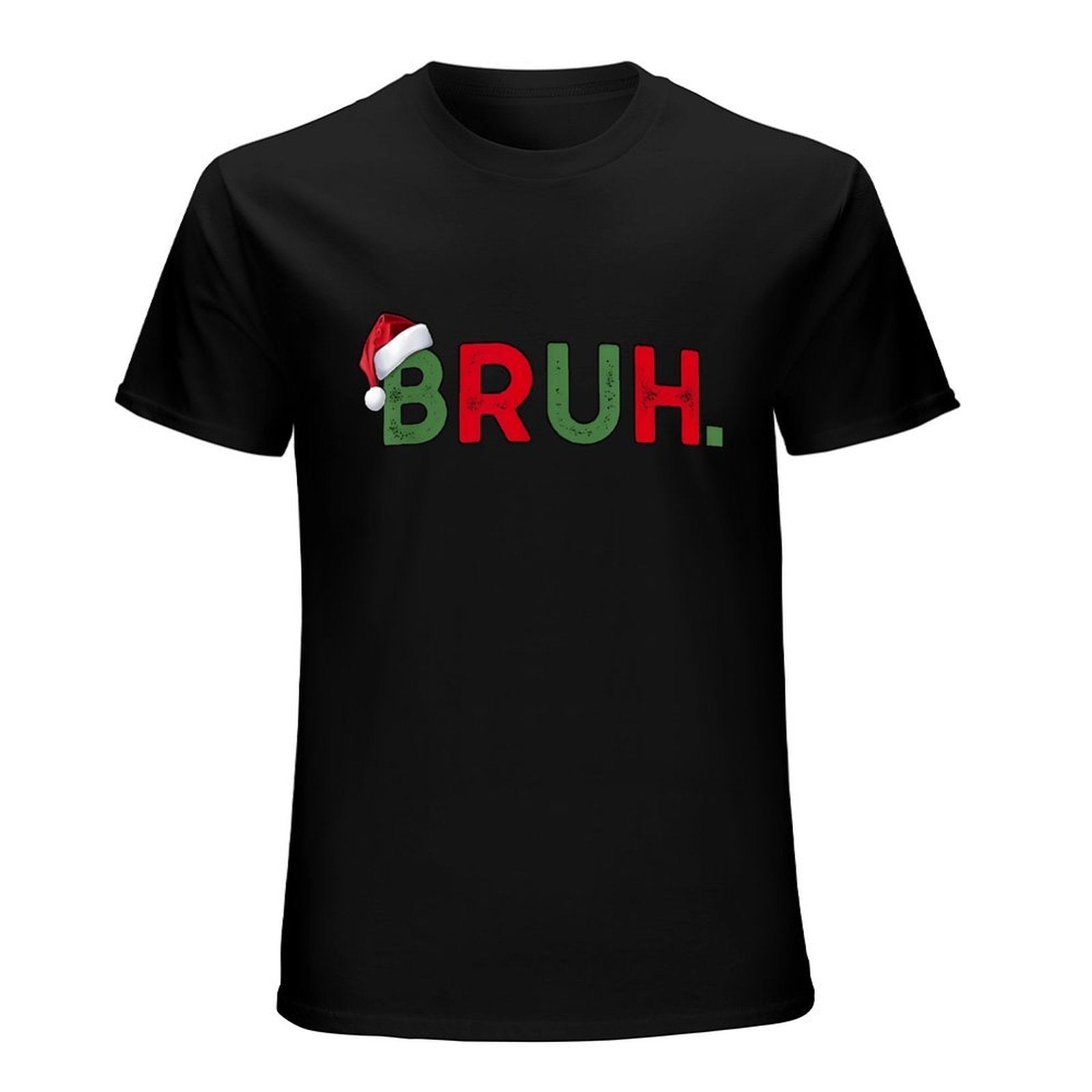 Inkmay Casual  Cotton T-shirt Christmas Themed Bruh Text With Snowflakes Unisex T-shirtFade-Proof Refined T-Shirt