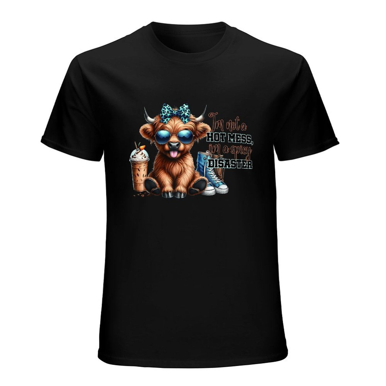 Inkmay Casual  Cotton T-shirt Cartoon Cow With Sunglasses And Sneakers Unisex T-shirtSoftWear ActiveWear T-Shirt