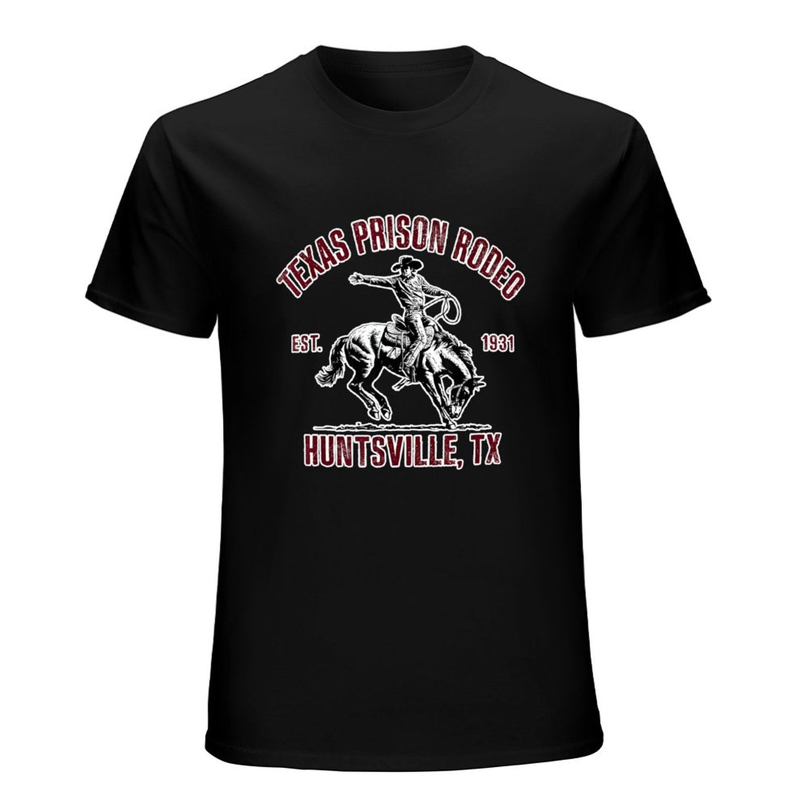 Inkmay Casual  Cotton T-shirt Texas Prison Rodeo Cowboy Riding Horse Unisex T-shirtNatural Pocket Tee T-Shirt