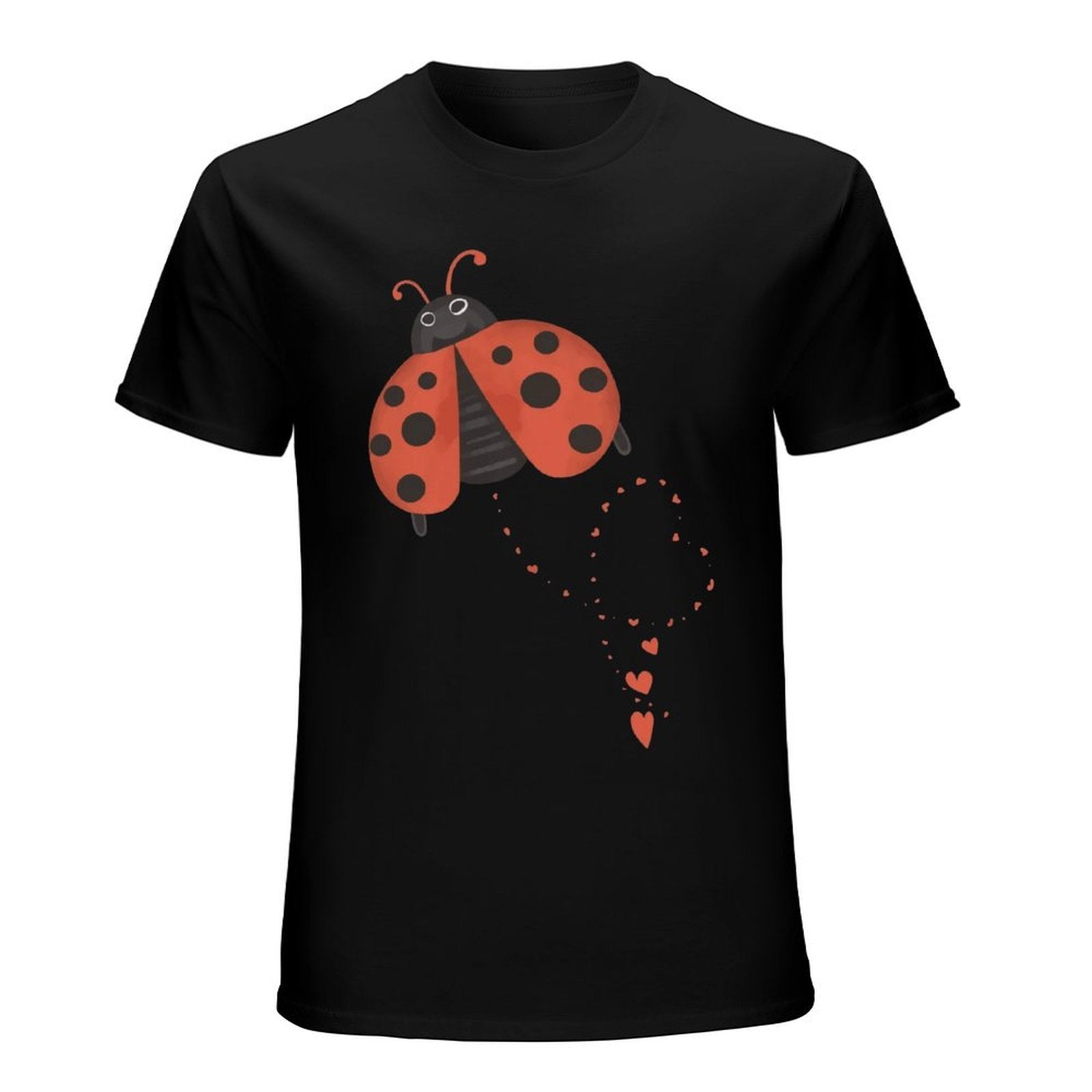 Inkmay Casual  Cotton T-shirt Ladybug Pattern With Hearts And Spots Unisex T-shirtSoftWear Recycled T-Shirt