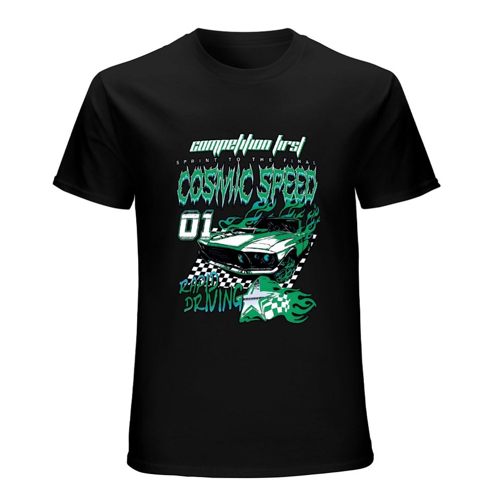 Inkmay Casual  Cotton T-shirt Cosmic Speed Car Racing Design Art Unisex T-shirtHeat-Transfer Comfort T-Shirt