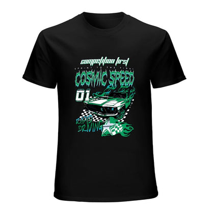 Inkmay Casual  Cotton T-shirt Cosmic Speed Car Racing Design Art Unisex T-shirtHeat-Transfer Comfort T-Shirt