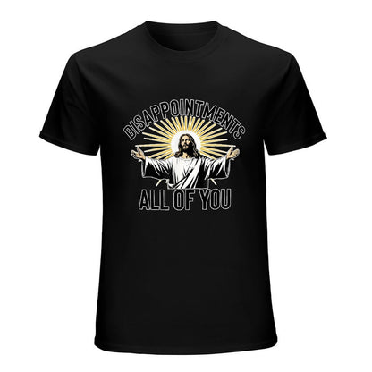 Inkmay Casual  Cotton T-shirt Jesus With Open Arms Radiating Light Unisex T-shirtPrinting Shrink-Resistant T-Shirt