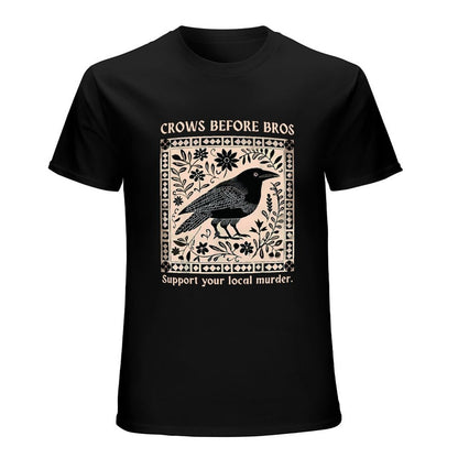 Inkmay Casual  Cotton T-shirt Bird Floral Design On Beige Background Unisex T-shirtTrueFit Midweight T-Shirt