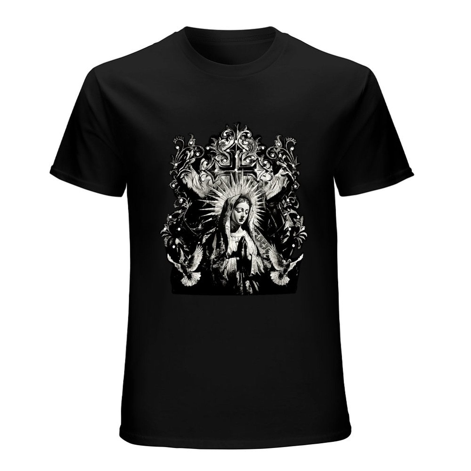 Inkmay Casual  Cotton T-shirt Virgin Mary With Radiant Halo Wings Unisex T-shirtOversized Premium Finish T-Shirt