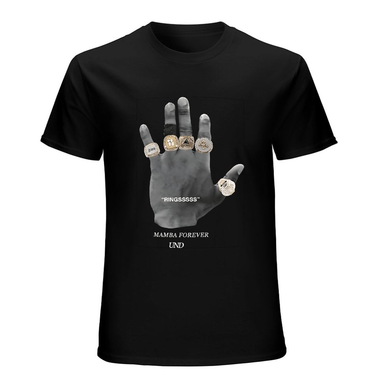 Inkmay Casual  Cotton T-shirt Hand Holding Rings Mamba Forever Und Unisex T-shirtPlain Fade-Resistant T-Shirt