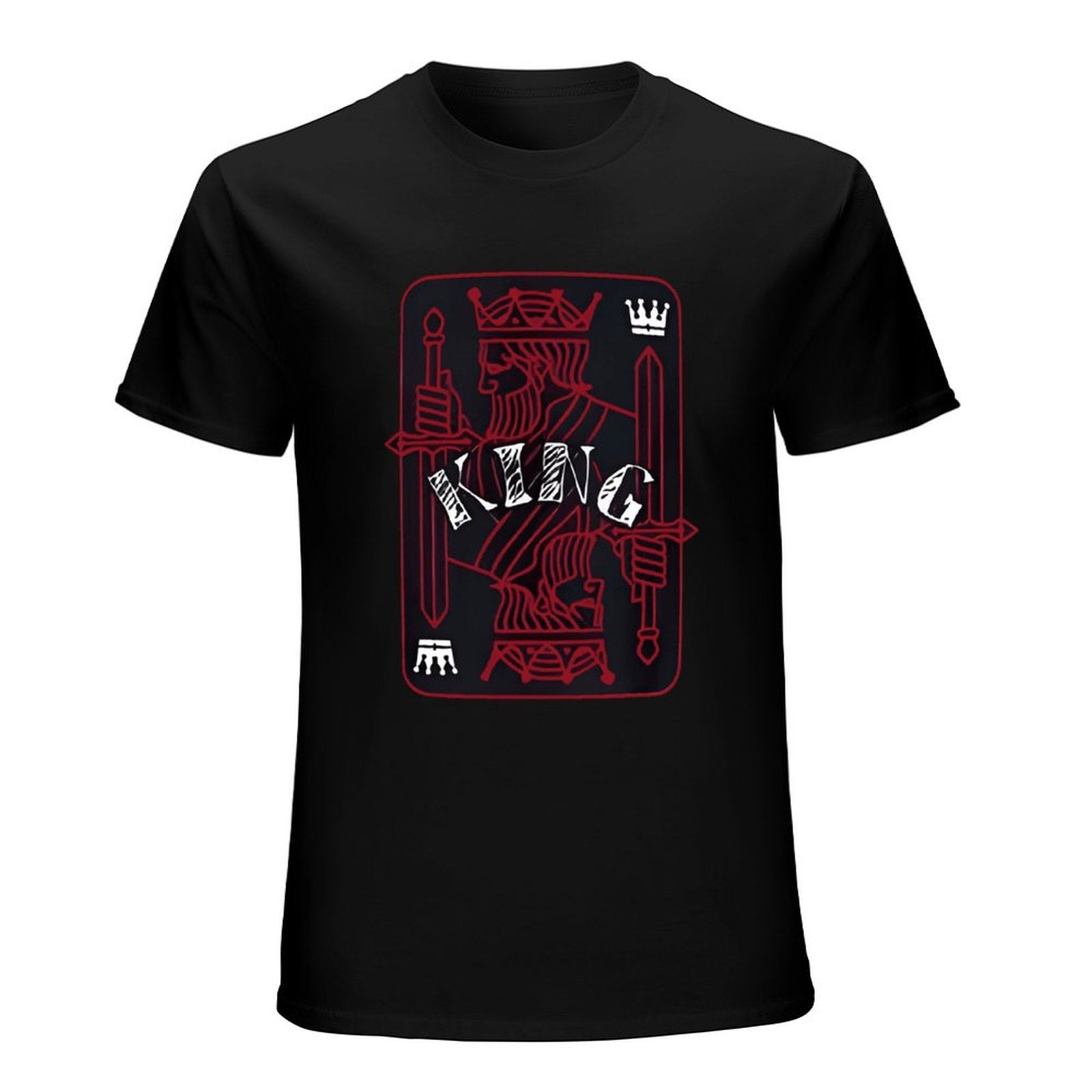 Inkmay Casual  Cotton T-shirt King Card Design With Swords Unisex T-shirtSimple YearRound T-Shirt