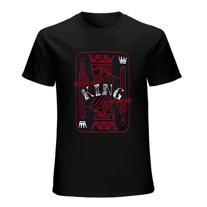 Inkmay Casual  Cotton T-shirt King Card Design With Swords Unisex T-shirtSimple YearRound T-Shirt