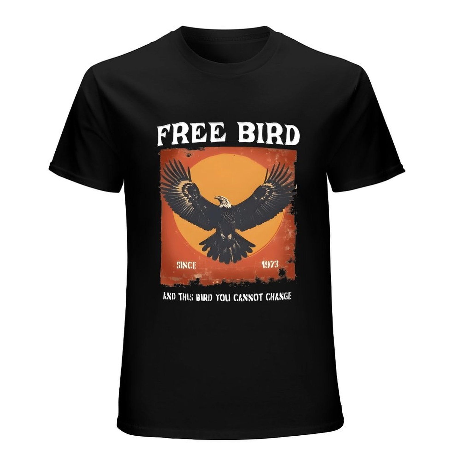 Inkmay Casual  Cotton T-shirt Eagle Soaring Against Orange Sky Background Unisex T-shirtSoftTouch PureStyle T-Shirt