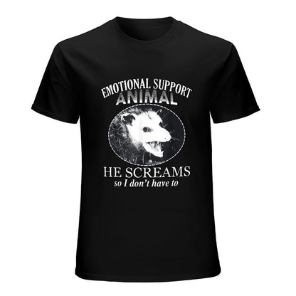 Inkmay Casual  Cotton T-shirt Emotional Support Animal He Screams So Unisex T-shirtSoftLine ClassicStyle T-Shirt