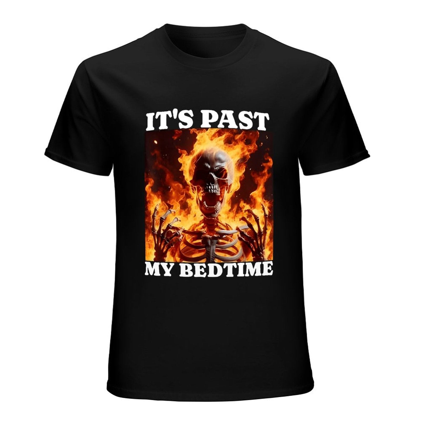 Inkmay Casual  Cotton T-shirt Flaming Skeleton Artwork Boldly Printed Design Unisex T-shirtPromotional Lifestyle T-Shirt