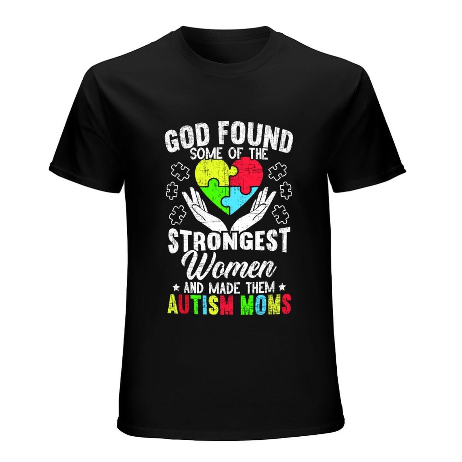 Inkmay Casual  Cotton T-shirt Colorful Puzzle Pieces Form Heart Shape Unisex T-shirtNeutral Batch-Printed T-Shirt