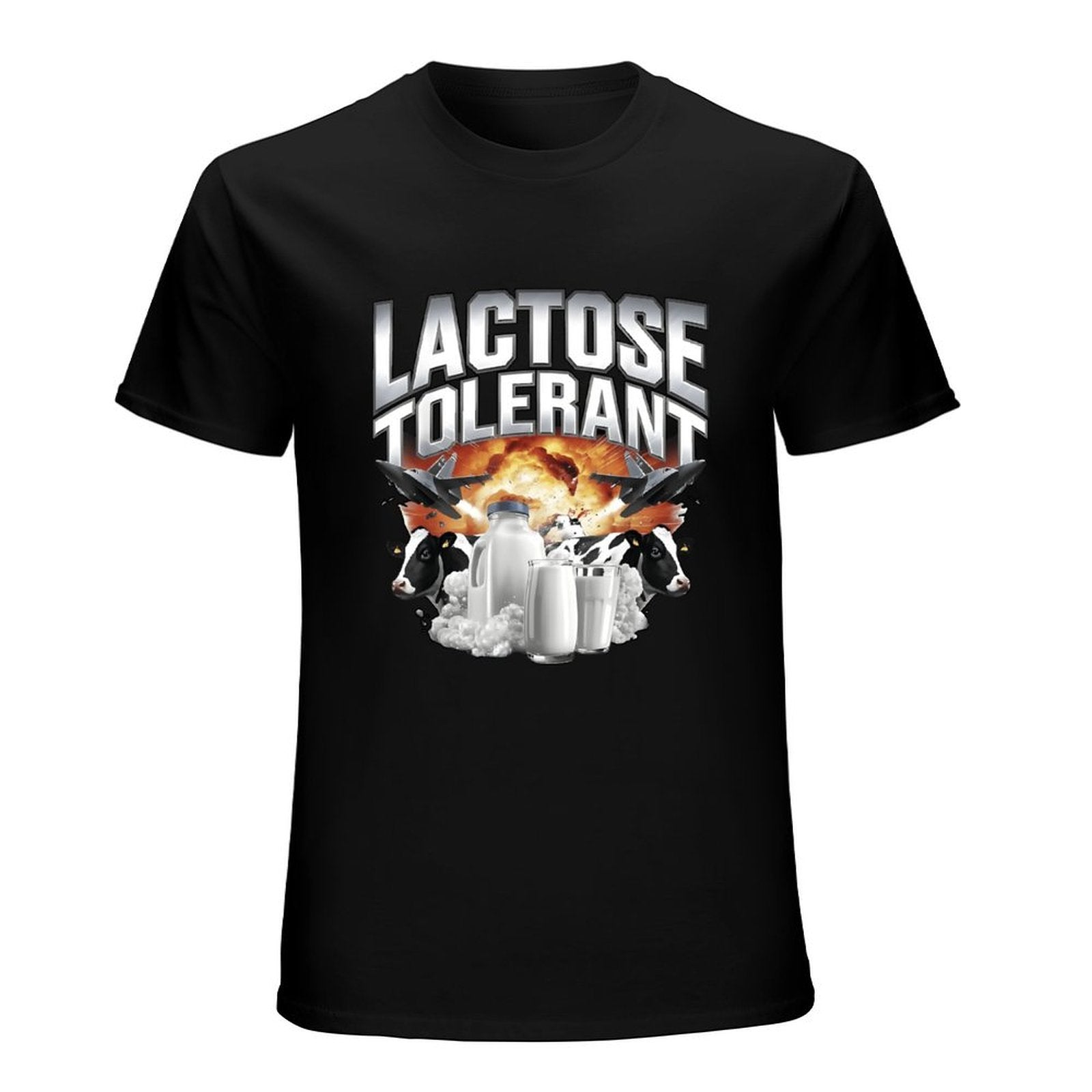 Inkmay Casual  Cotton T-shirt Lactose Tolerant Cows Milk Glass Unisex T-shirtOversized Smooth Feel T-Shirt