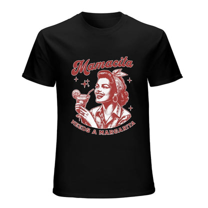 Inkmay Casual  Cotton T-shirt Retro Woman Holding Cocktail Glass Artwork Unisex T-shirtBasicSeries Heritage T-Shirt