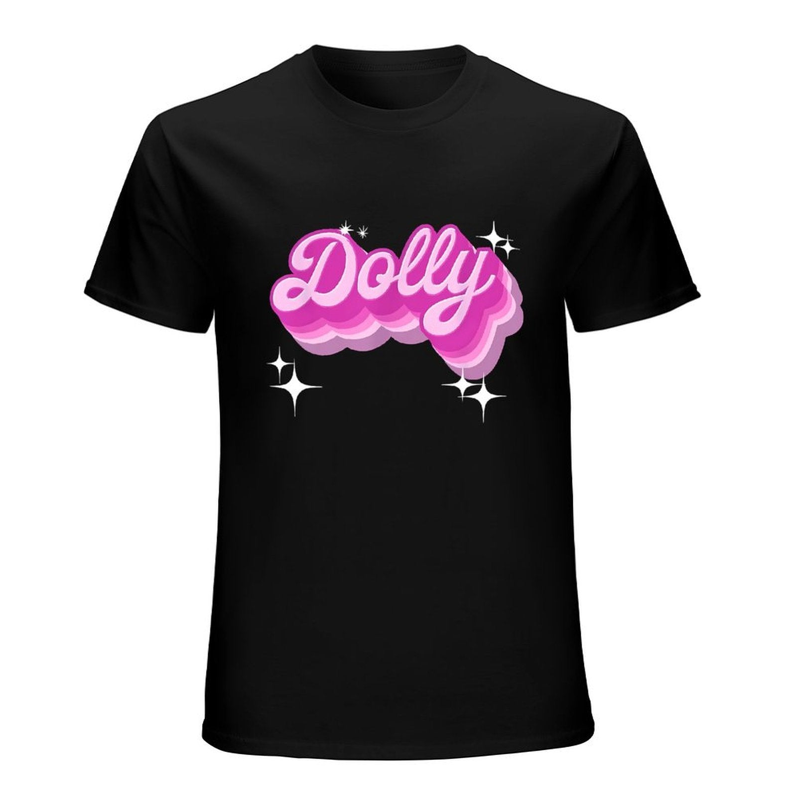 Inkmay Casual  Cotton T-shirt Dolly Pink Script With Shadow Effects Unisex T-shirtEverydayComfort TrueComfort T-Shirt