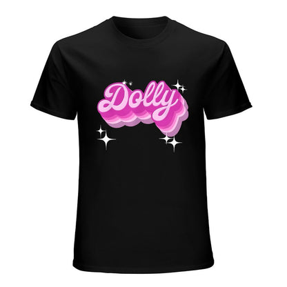 Inkmay Casual  Cotton T-shirt Dolly Pink Script With Shadow Effects Unisex T-shirtEverydayComfort TrueComfort T-Shirt