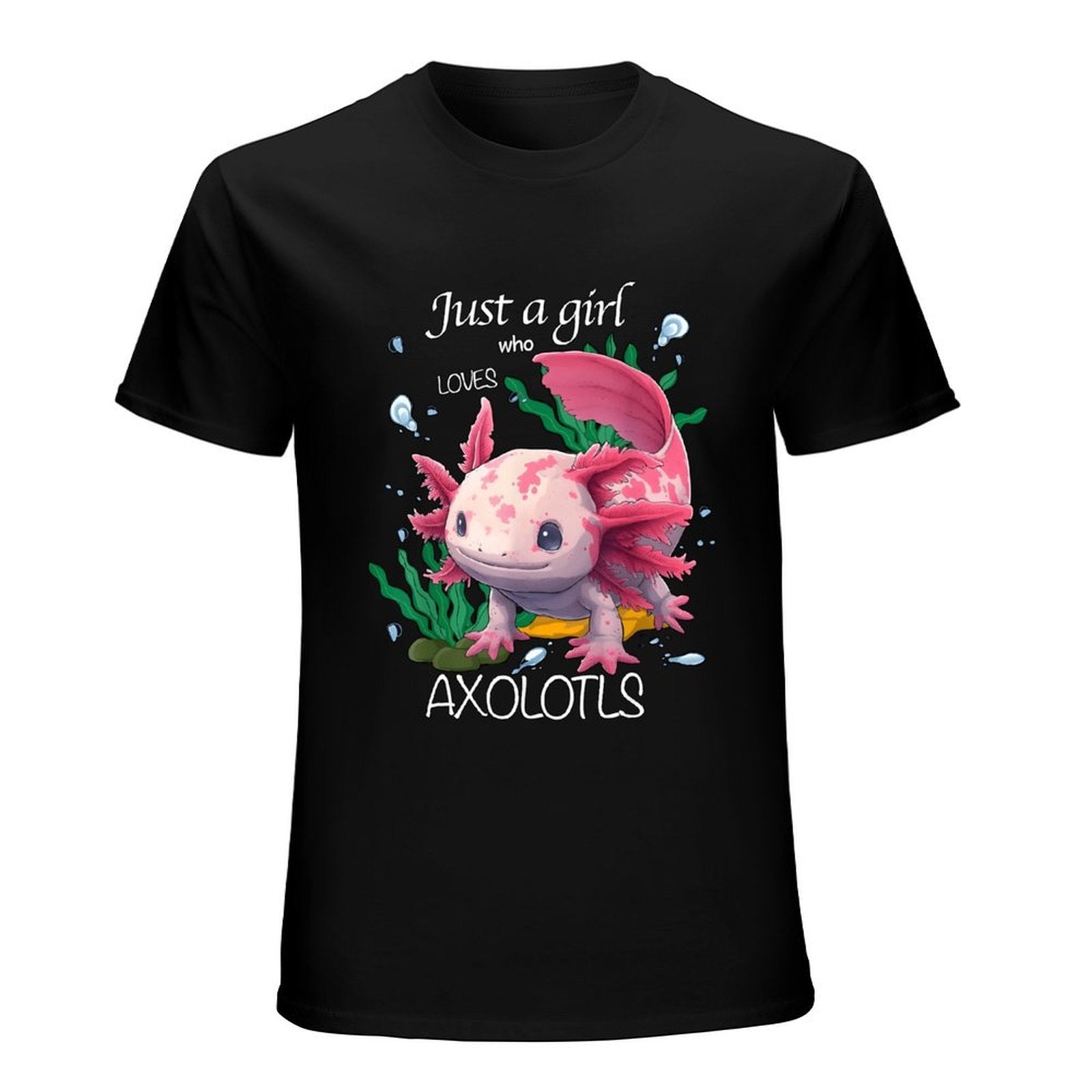 Inkmay Casual  Cotton T-shirt Just A Girl Who Loves Axolotls Unisex T-shirtTrueStyle Wrinkle-Free T-Shirt
