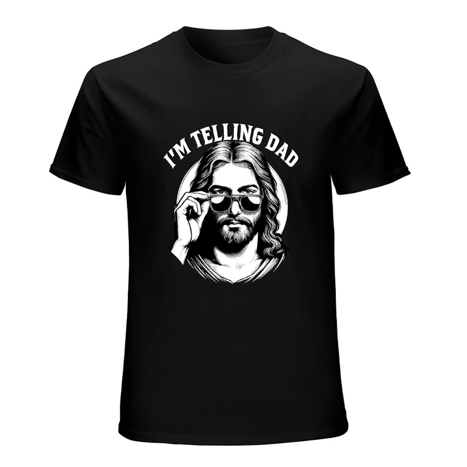 Inkmay Casual  Cotton T-shirt Jesus Wearing Sunglasses Artistic Black White Unisex T-shirtFundraising ClassicSeries T-Shirt