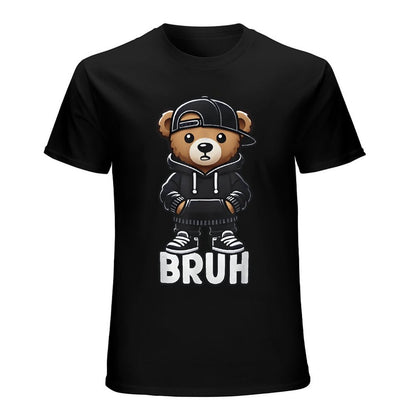 Inkmay Casual  Cotton T-shirt Bruh Bear Wears Black Hoodie Unisex T-shirtChill BasicSeries T-Shirt