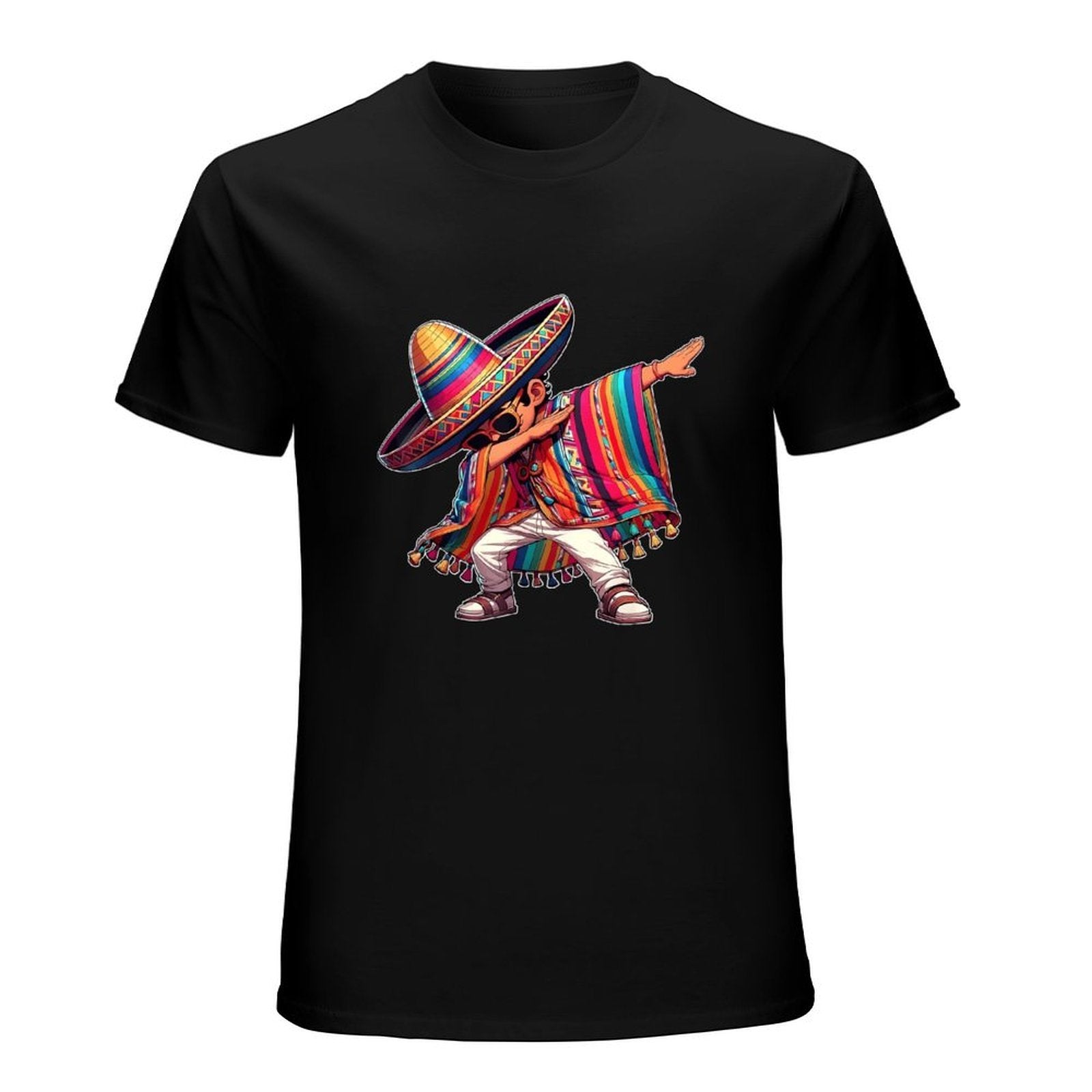 Inkmay Casual  Cotton T-shirt Colorful Sombrero With Bright Stripes Unisex T-shirtSmoothWear EasyWear T-Shirt