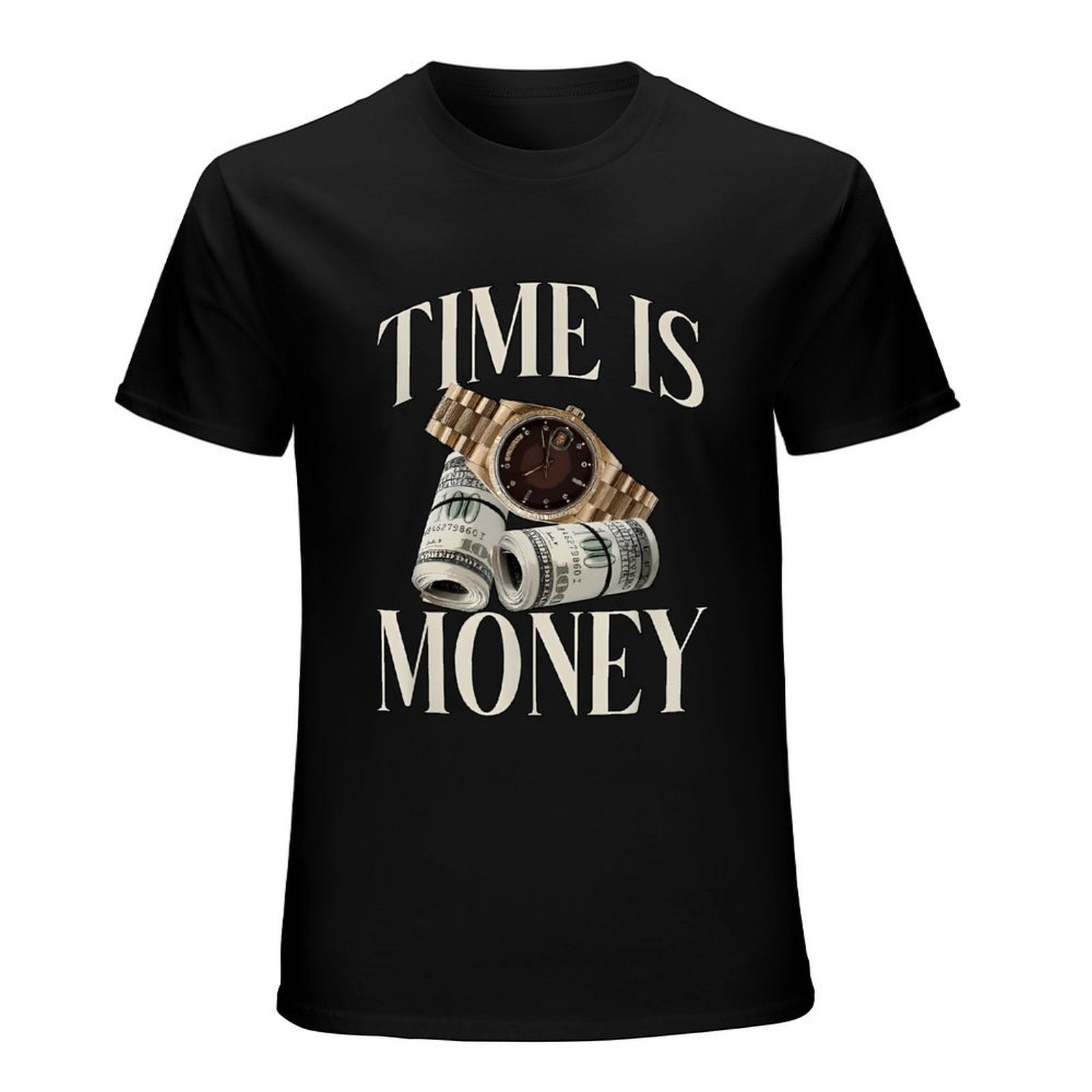 Inkmay Casual  Cotton T-shirt Time Is Money Watch And Dollars Unisex T-shirtRetro Original T-Shirt