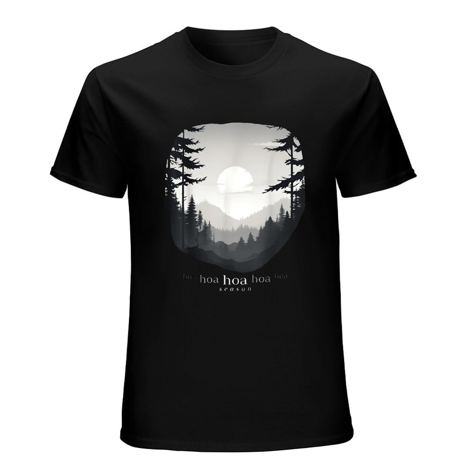 Inkmay Casual  Cotton T-shirt Forest Landscape With Sun And Trees Unisex T-shirtWeekend Simple T-Shirt