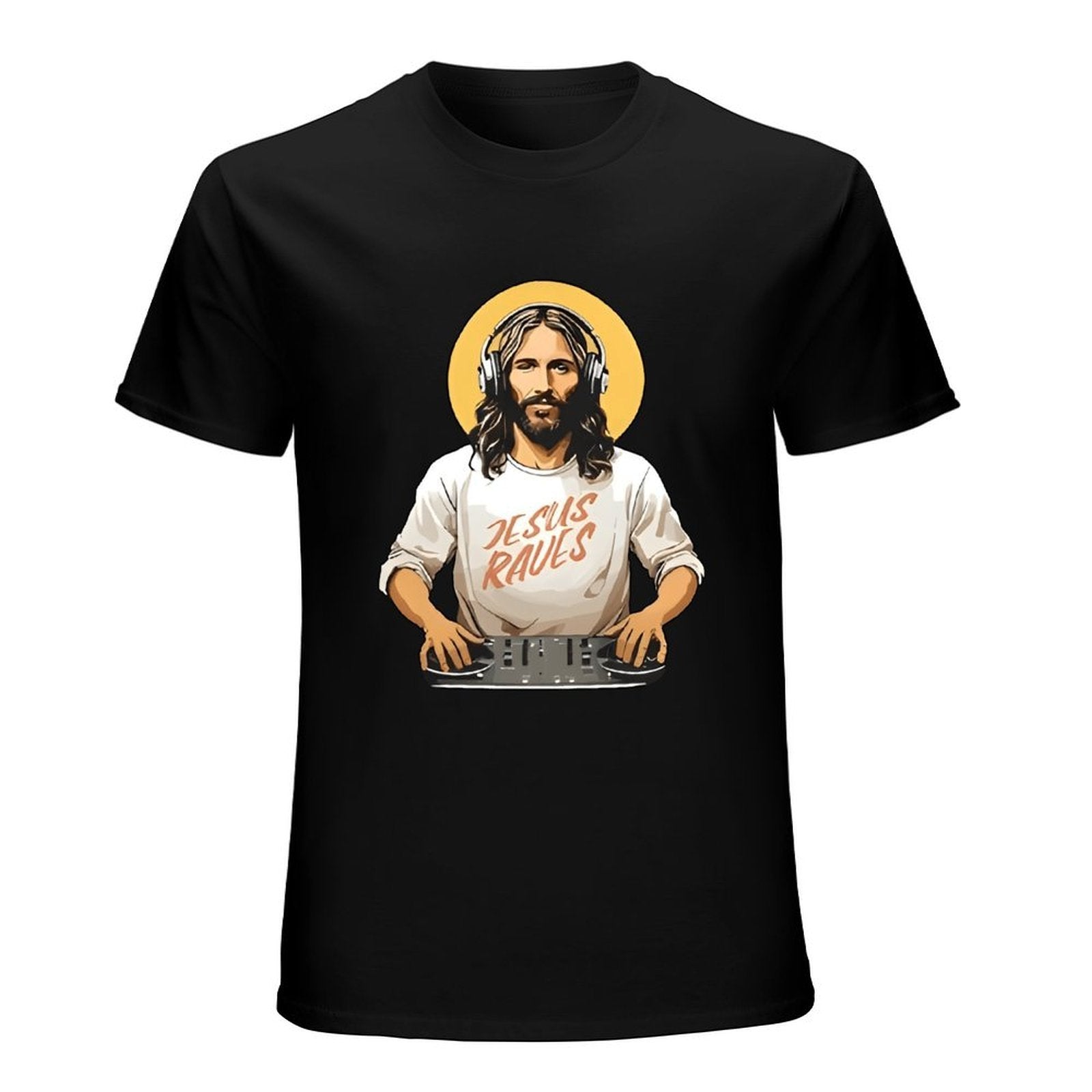 Inkmay Casual  Cotton T-shirt Jesus Wears Headphones And Tshirt Unisex T-shirtSport Modern T-Shirt