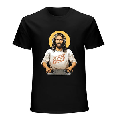 Inkmay Casual  Cotton T-shirt Jesus Wears Headphones And Tshirt Unisex T-shirtSport Modern T-Shirt