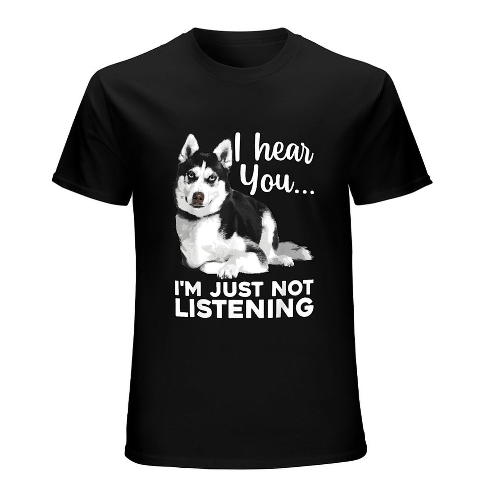 Inkmay Casual  Cotton T-shirt Husky Dog With Text Overlay Unisex T-shirtSeamless Sharp T-Shirt