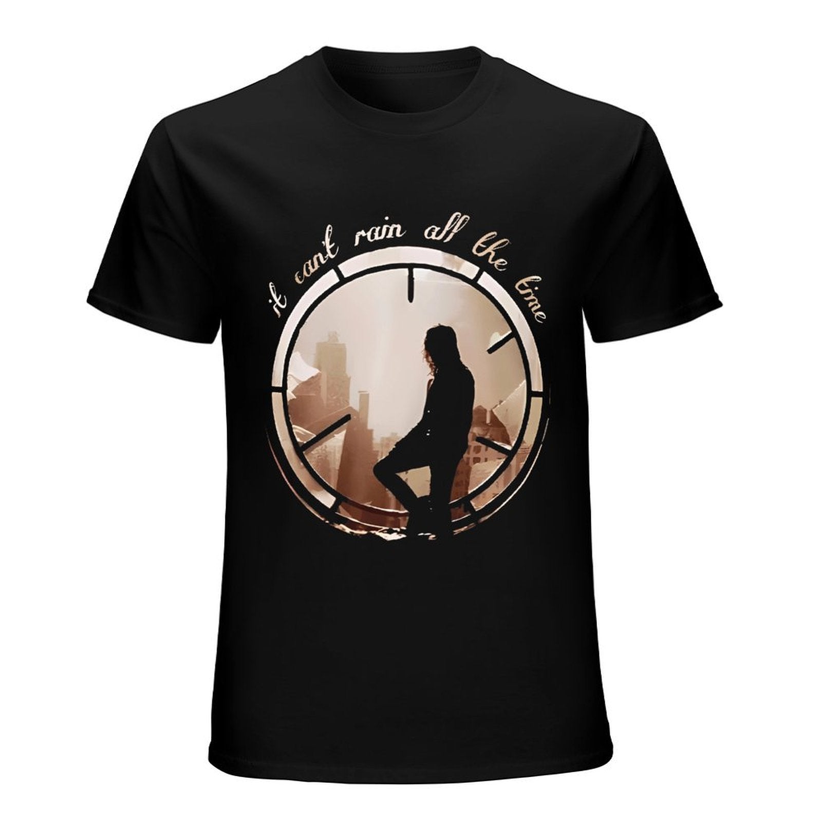 Inkmay Casual  Cotton T-shirt Cityscape Silhouette Within Circular Frame Design Unisex T-shirtLogo-Ready RegularFit T-Shirt