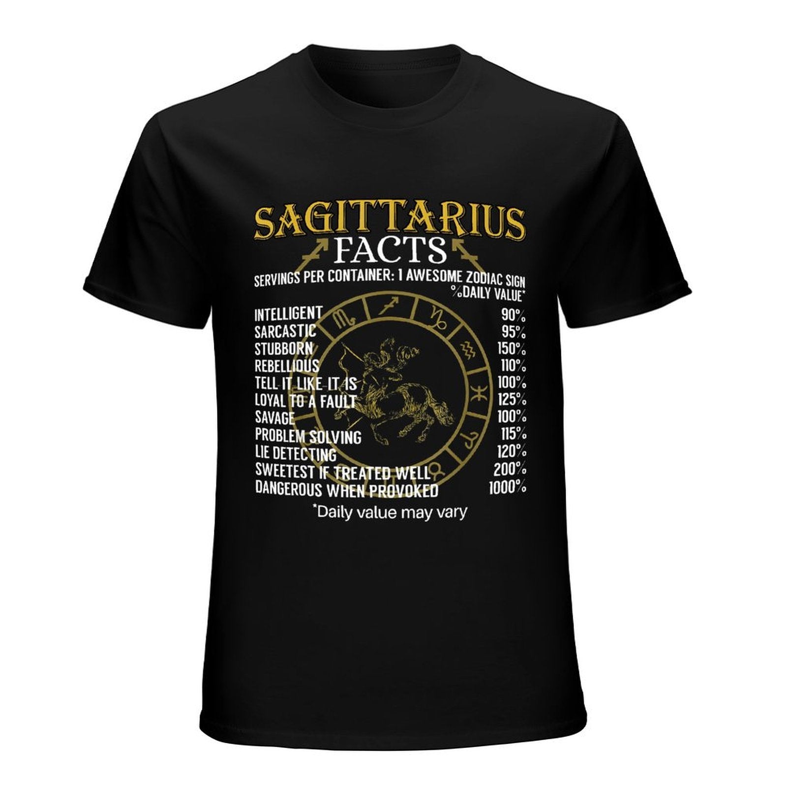 Inkmay Casual  Cotton T-shirt Sagittarius Facts Zodiac Sign Traits Listed Unisex T-shirtMen¡¯s / Women¡¯s / Youth Natural T-Shirt