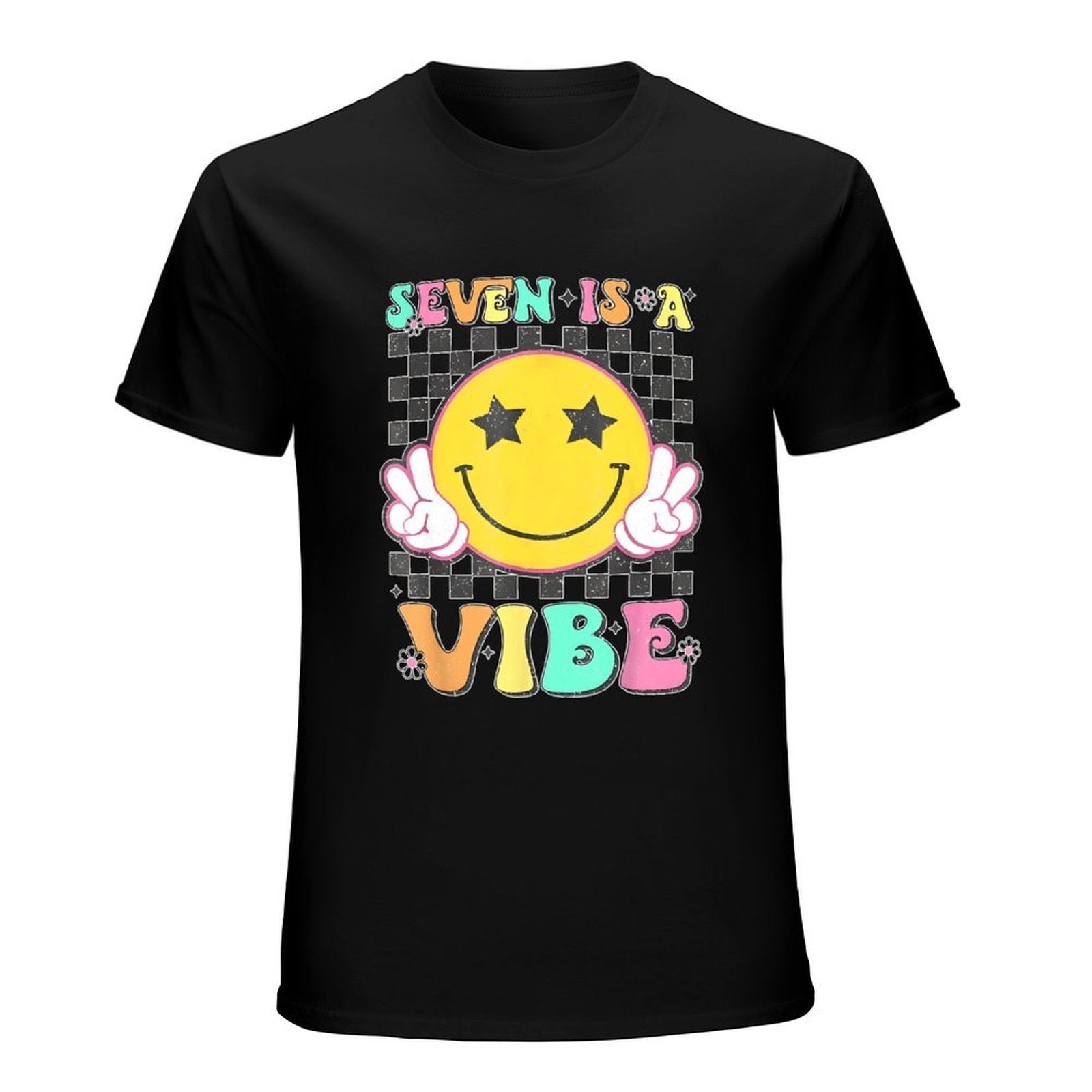 Inkmay Casual  Cotton T-shirt Seven Is A Vibe Pattern Print Unisex T-shirtRegular Crewneck T-Shirt