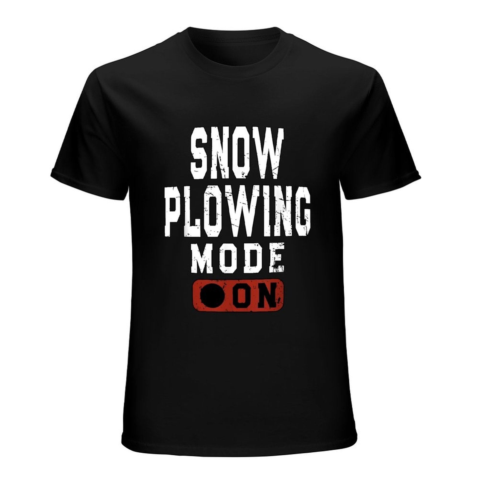Inkmay Casual  Cotton T-shirt Snow Plowing Mode On Print Design Unisex T-shirtWrinkle-Free Smooth Feel T-Shirt