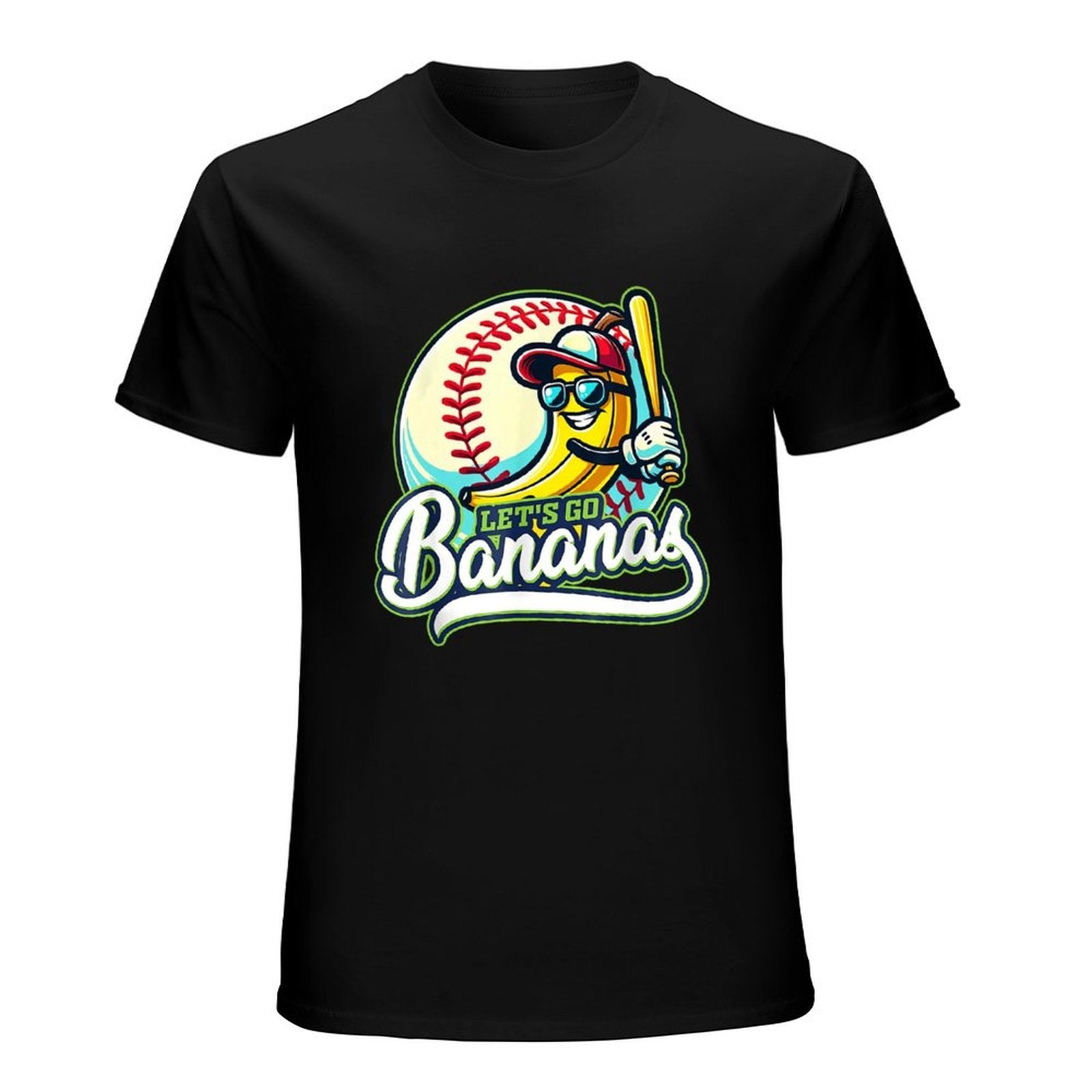 Inkmay Casual  Cotton T-shirt Baseball Banana Holding Bat Let S Unisex T-shirtFresh ComfortLine T-Shirt