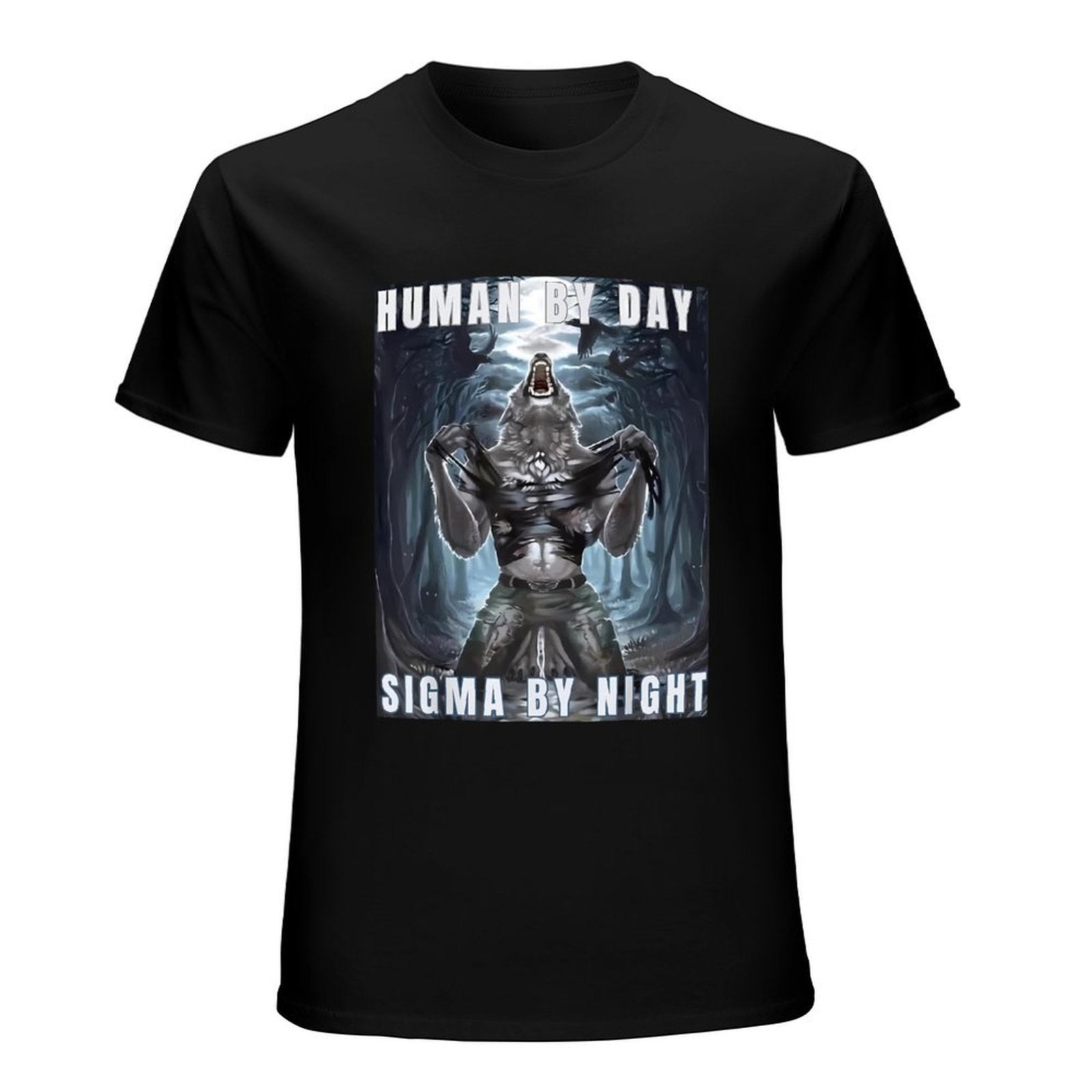 Inkmay Casual  Cotton T-shirt Werewolf Transformation Artwork Night Scene Fantasy Unisex T-shirtSoftWear Premium T-Shirt