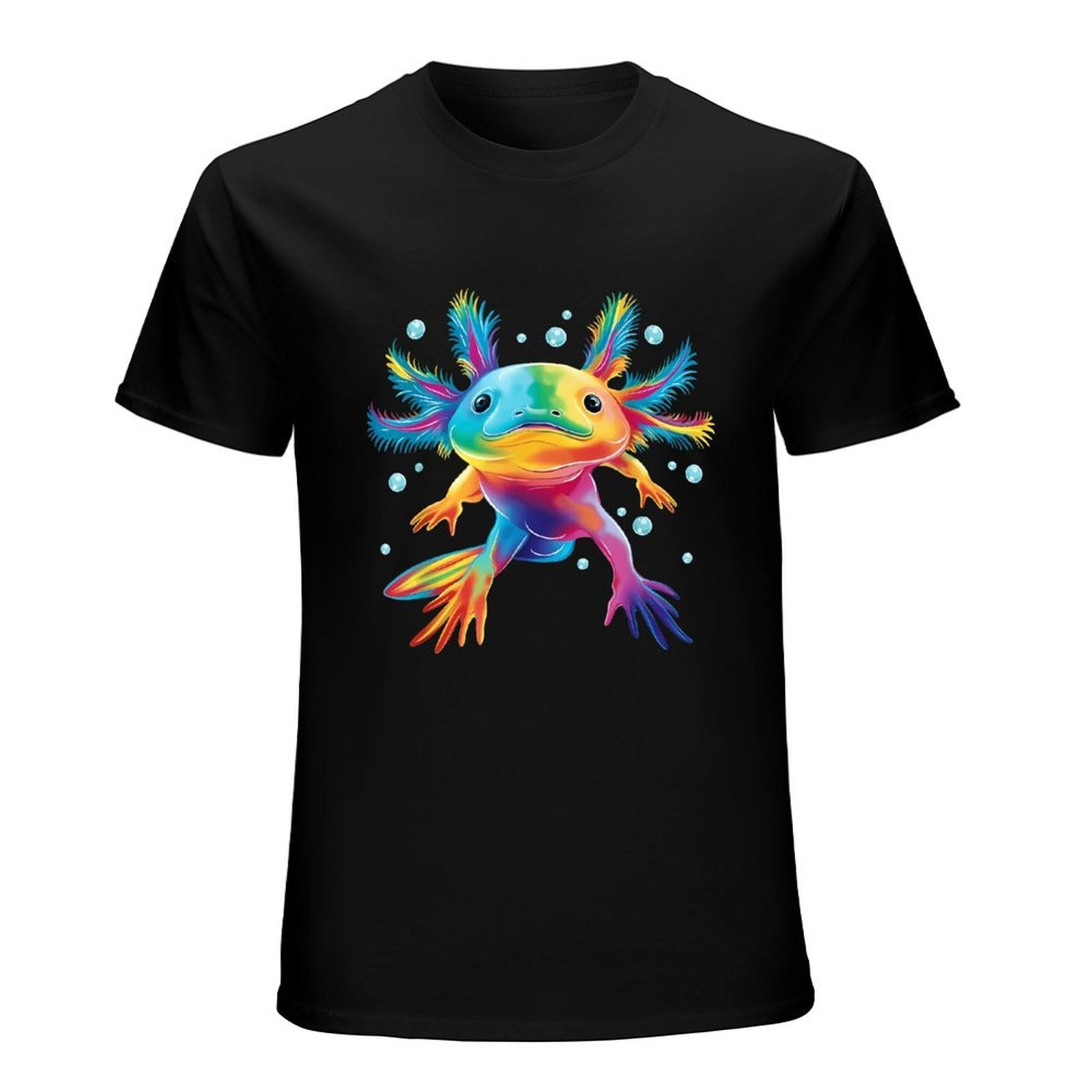 Inkmay Casual  Cotton T-shirt Colorful Axolotl With Vibrant Feathers Unisex T-shirtReliable Heavyweight T-Shirt