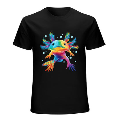 Inkmay Casual  Cotton T-shirt Colorful Axolotl With Vibrant Feathers Unisex T-shirtReliable Heavyweight T-Shirt