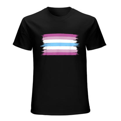 Inkmay Casual  Cotton T-shirt Transgender Flag Colors Painted Brushstrokes Unisex T-shirtStreetLine ClassicLine T-Shirt