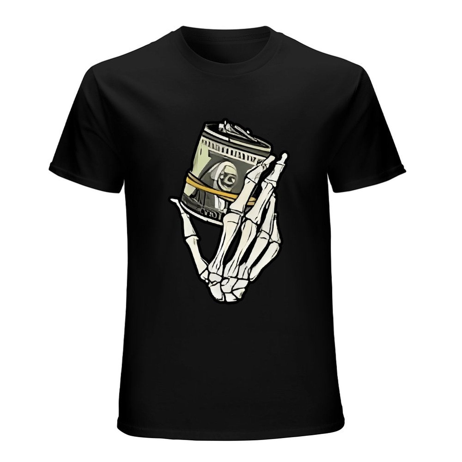 Inkmay Casual  Cotton T-shirt Skeleton Hand Holding Film Roll Art Unisex T-shirtChill Colorfast T-Shirt