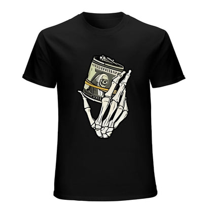 Inkmay Casual  Cotton T-shirt Skeleton Hand Holding Film Roll Art Unisex T-shirtChill Colorfast T-Shirt