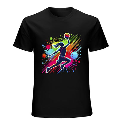 Inkmay Casual  Cotton T-shirt Basketball Player With Colorful Splash Design Unisex T-shirtNeat Smooth T-Shirt