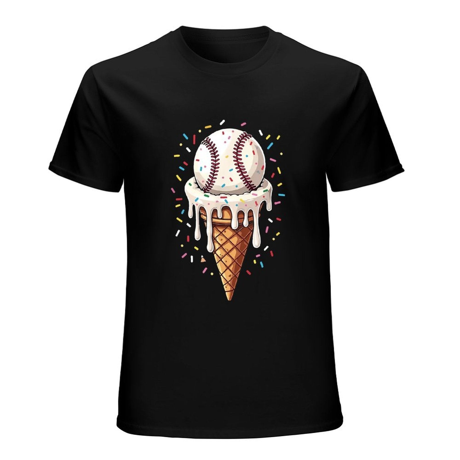 Inkmay Casual  Cotton T-shirt Ice Cream Cone With Baseball Design Unisex T-shirtTimelessComfort TrueStyle T-Shirt