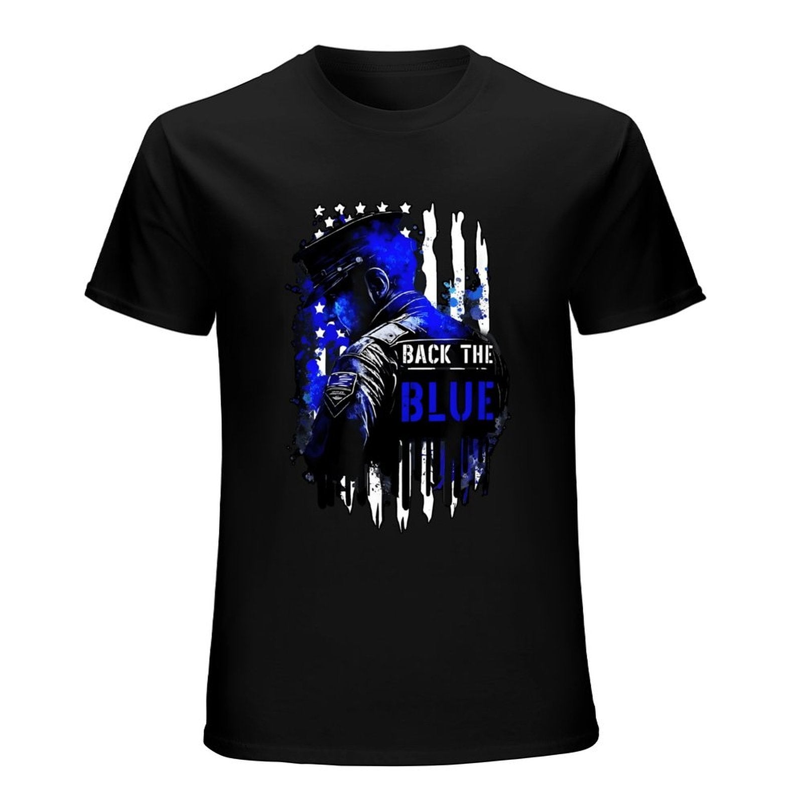 Inkmay Casual  Cotton T-shirt Back The Blue Police Support Design Unisex T-shirtEverydaySeries RelaxFit T-Shirt