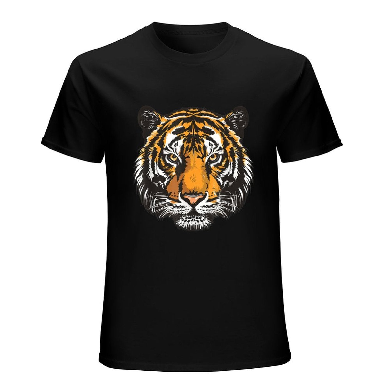 Inkmay Casual  Cotton T-shirt Tiger Face Symmetry Art Print Design Unisex T-shirtBatch-Printed Original T-Shirt