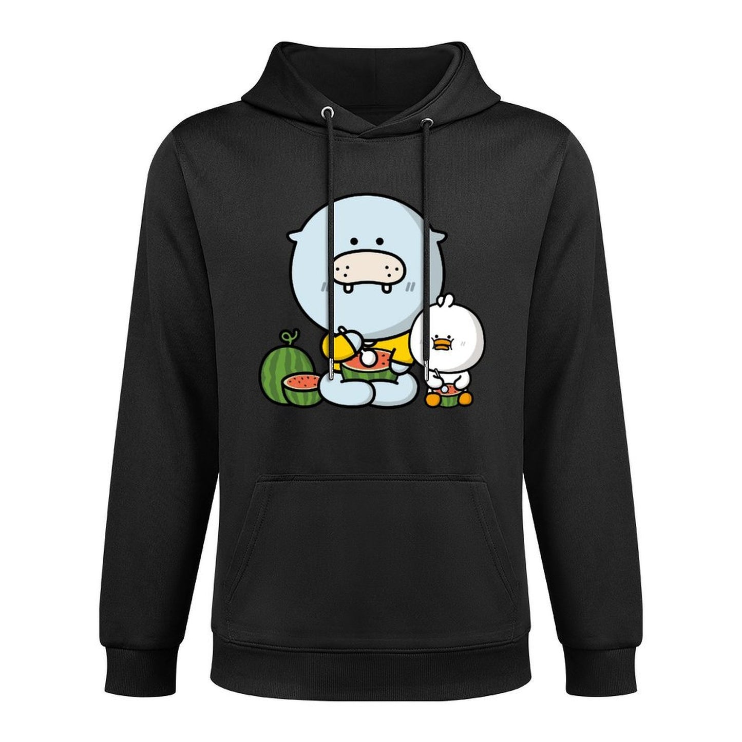 Relaxed Solid Front Graphic Hoodies