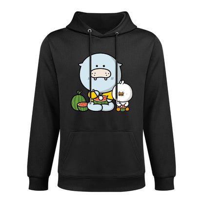 Relaxed Solid Front Graphic Hoodies