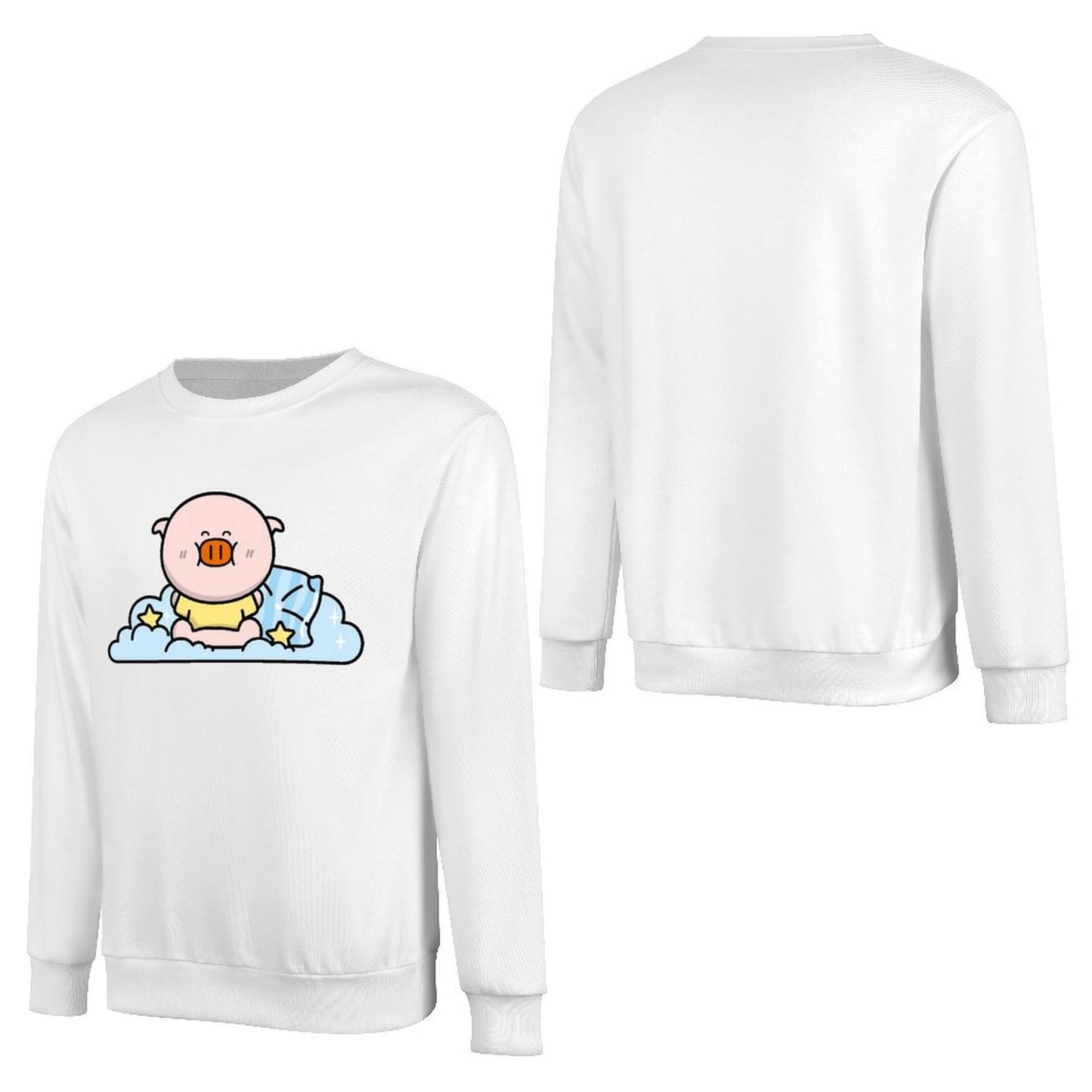 Front Patterned Long Sleeve Top Shrink-Resistant Oversized