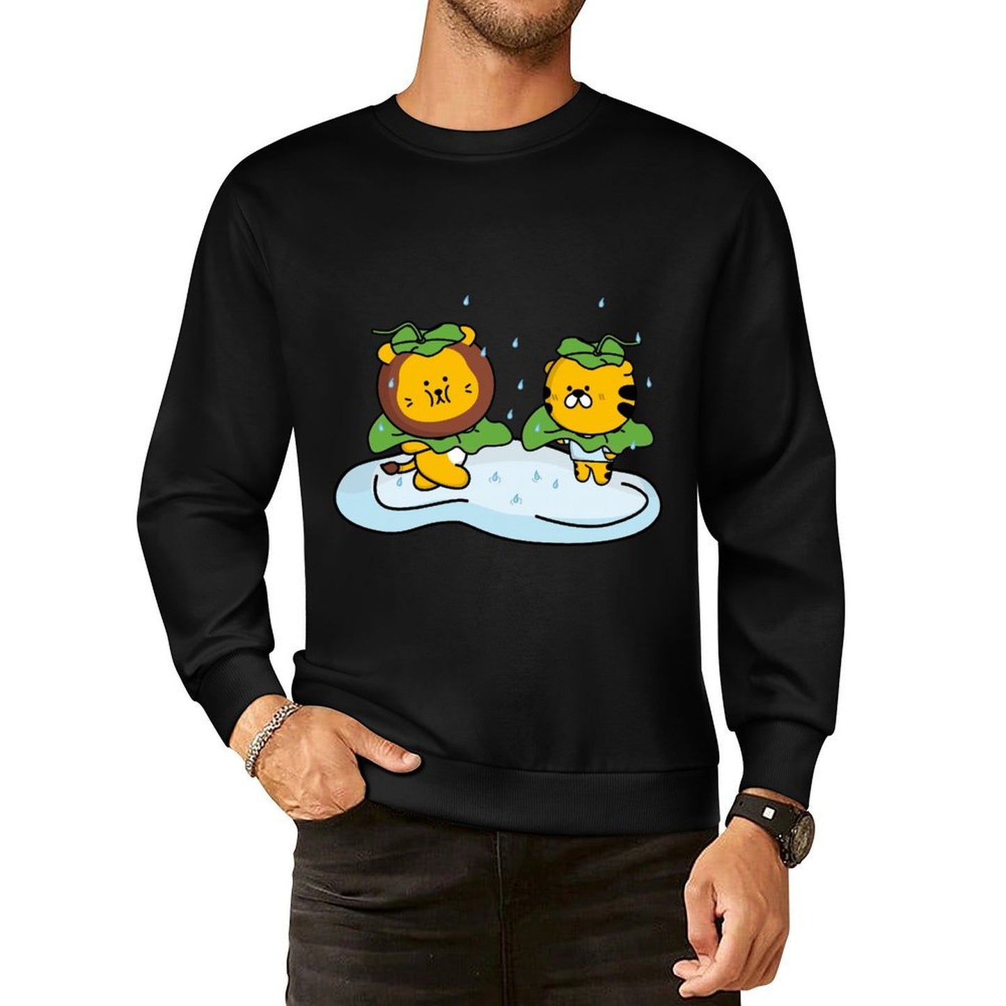 Front Patterned Long Sleeve TopPrinting PureStyle